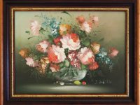 Bouquet dans vase encadré THILETTE J L48 H38