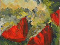 Toile 2 coquelicots CLAIRTEAU Pascal H30 L30