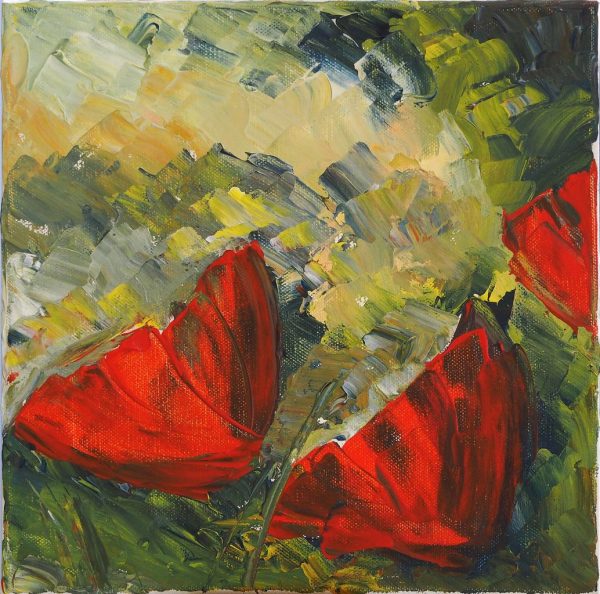 Toile 2 coquelicots CLAIRTEAU Pascal H30 L30