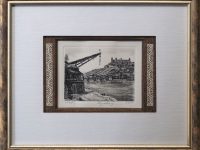 Cadre rivière+pont encre de chine anonyme  L33 H27