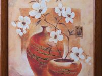 Fleurs blanches pot terre cuite encadrées ANCILOTTI Claudia L28 H34
