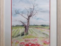 tableau arbre mort encadré WADOUX Martine L42 H53