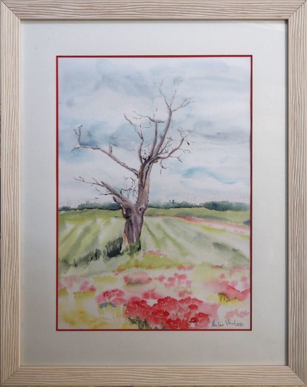 tableau arbre mort encadré WADOUX Martine L42 H53