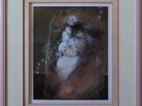Encadrement rose femme oiseau SEDDON-BOULET Susan L45 H54