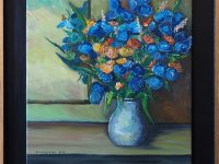 Vase fleurs bleues CLAIRTEAU Pascal L52 H52