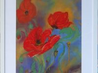 3 coquelicots cadre blanc Atelier Gourville Aurore L43 H53