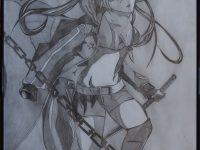 Encadrement noir type Manga chaînes BARATEAU Christine L51 H71
