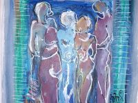Peinture femmes POISSON  Bernadette L25 H33
