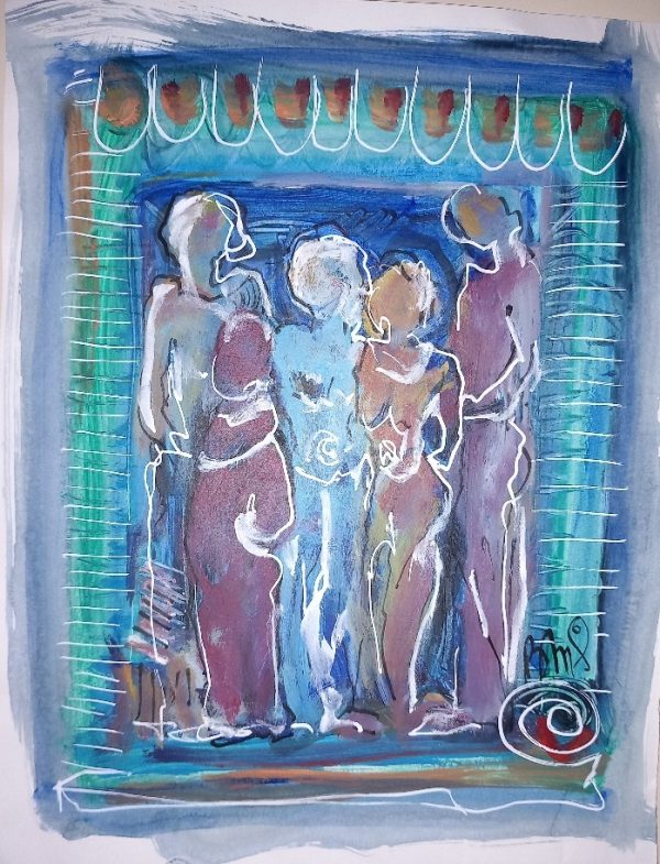 Peinture femmes POISSON  Bernadette L25 H33