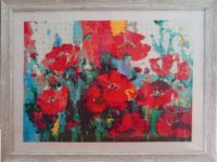 Coquelicots perle Cadre gris Gourville L33 H43