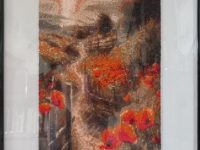 Coquelicots perles marron cadre noir Gourville L40 H51