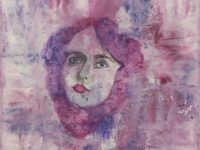 Portrait Femme tons violets GALLOU Marie-Christine L38 H46