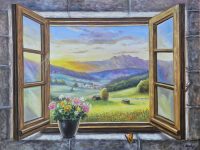Trompe-l'oeil Fenêtre sur paysage MASSET F L140 H106