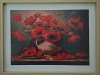 coquelicot bouquet horizontal vase perle cadre bois Atelier Gourville Michèle L33 h43