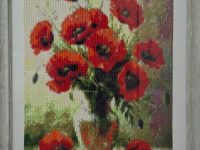 coquelicot bouquet vertical vase perle cadre gris Atelier Gourville Michèle L33 h43