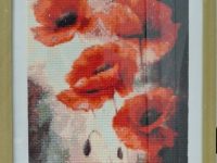 coquelicot quatre vertical perle cadre bois Atelier Gourville Michèle L33 h43