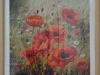 coquelicot prairie carré perle cadre bois Atelier Gourville Michèle L43 h54