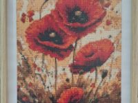 coquelicot trois vertical perle cadre bois Atelier Gourville Michèle L32 H42