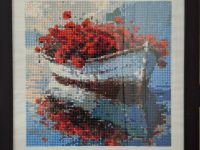 coquelicot bateau carré perle cadre noir Atelier Gourville Michèle L33 H33