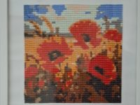 coquelicot trois carré perle cadre blanc Atelier Gourville Michèle L22 h22