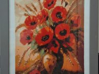 coquelicot bouquet blé vertical vase perle cadre gris Atelier Gourville Michèle L35 H45