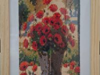 coquelicot bouquet vertical pot gris perle cadre bois Atelier Gourville Michèle L24 H32
